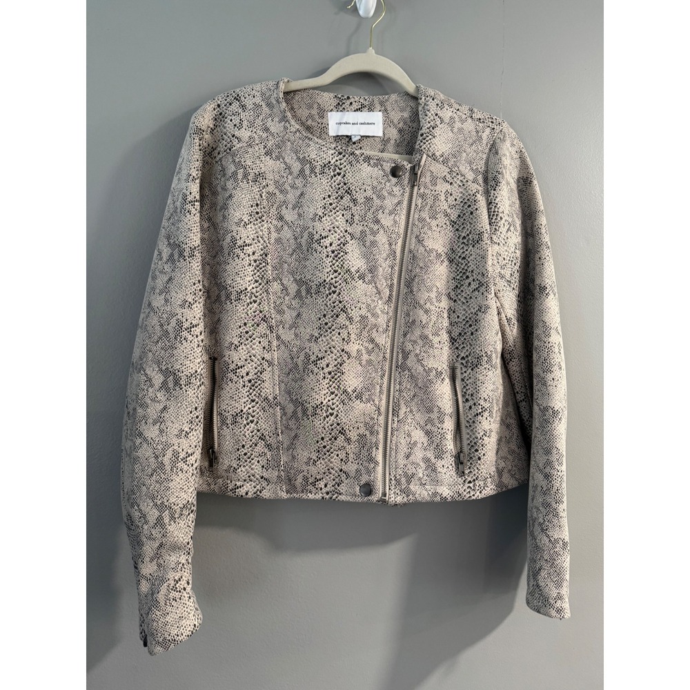 Cupcakes and Cashmere Snakeskin Faux Suede‎ Moto Jacket Women's Size L